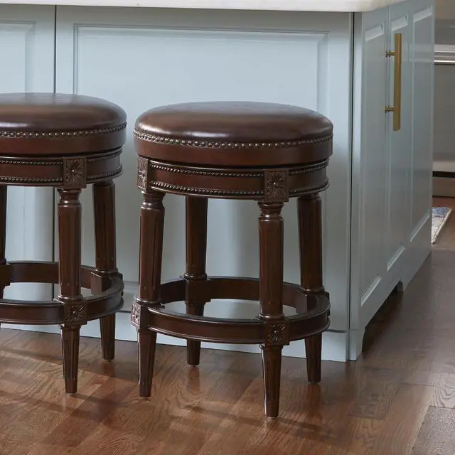 Alt view image 5 of 7 - 26in. Wood Backless Counter-Height Swivel Barstool, 1PC