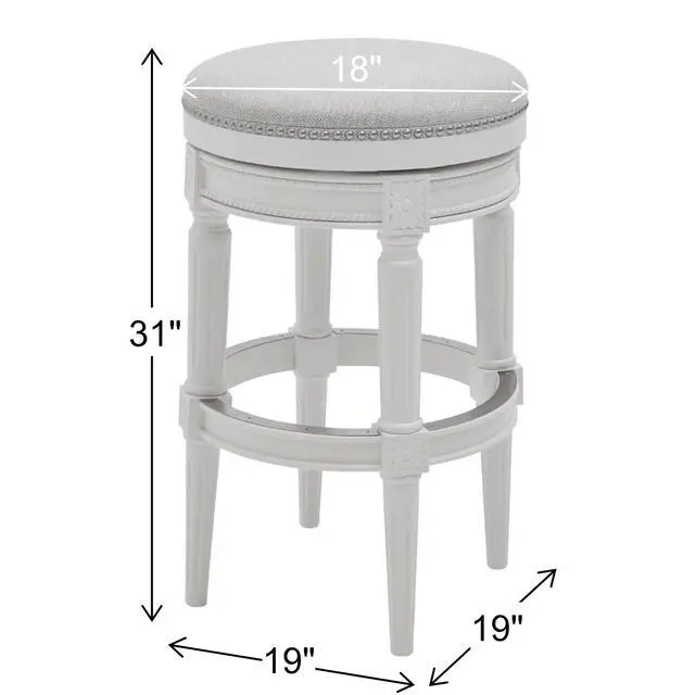 Alt view image 3 of 7 - 31in. Wood Backless Bar-Height Swivel Barstool, 1PC