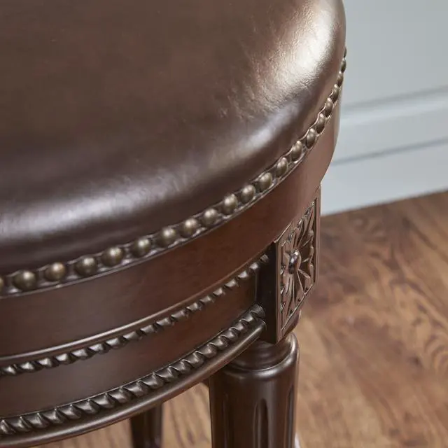 Alt view image 7 of 7 - 26in. Wood Backless Counter-Height Swivel Barstool, 1PC