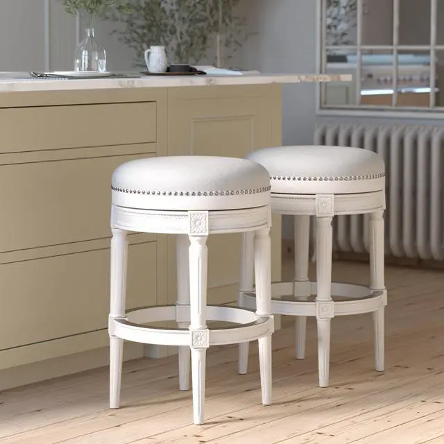 Alt view image 6 of 7 - 31in. Wood Backless Bar-Height Swivel Barstool, 1PC