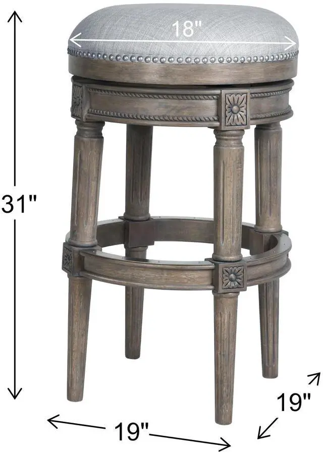 Alt view image 3 of 7 - 31"H Backless Swivel Bar Stool, Weathered Gray, 1PC