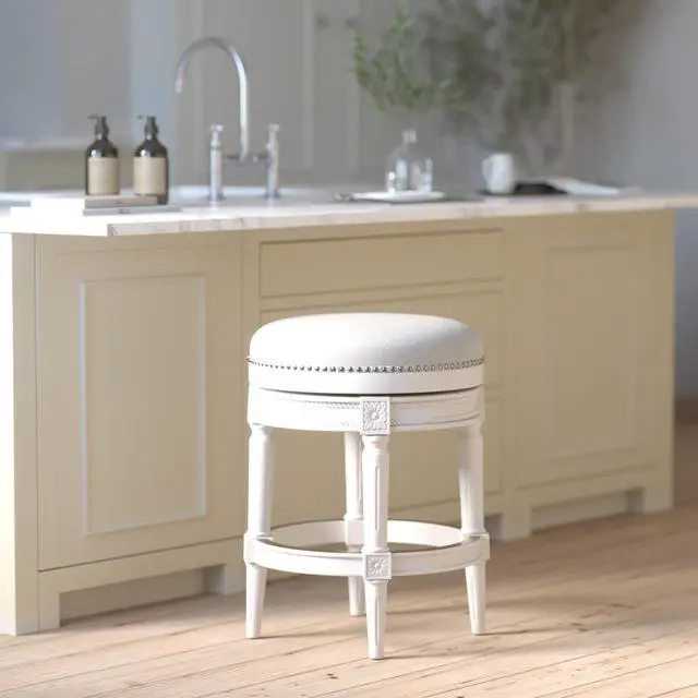 Alt view image 2 of 7 - 26in. Wood Backless Counter-Height Swivel Barstool, 1PC