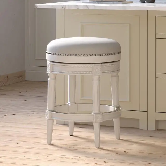 Alt view image 4 of 7 - 26in. Wood Backless Counter-Height Swivel Barstool, 1PC