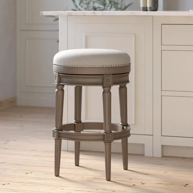 Alt view image 2 of 7 - 31"H Backless Swivel Bar Stool, Weathered Gray, 1PC