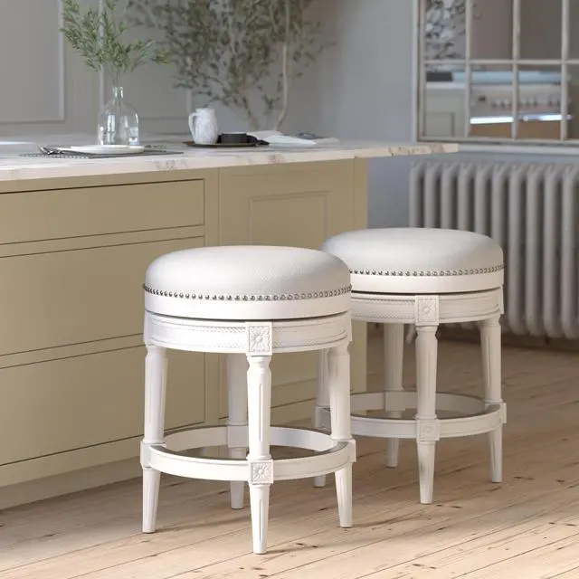 Alt view image 7 of 7 - 26in. Wood Backless Counter-Height Swivel Barstool, 1PC