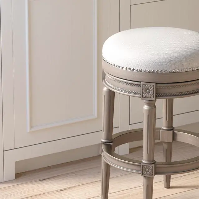 Alt view image 4 of 7 - 31"H Backless Swivel Bar Stool, Weathered Gray, 1PC