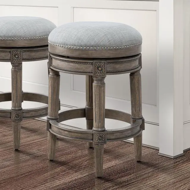 Alt view image 4 of 6 - 26"H Counter-Height Backless Swivel Bar Stool, Weathered Gray, 1PC