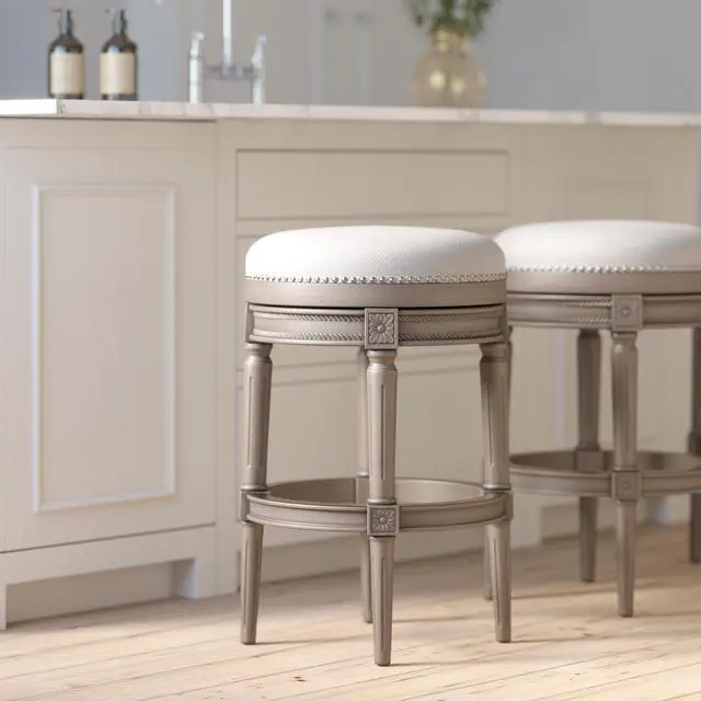 Alt view image 7 of 7 - 31"H Backless Swivel Bar Stool, Weathered Gray, 1PC