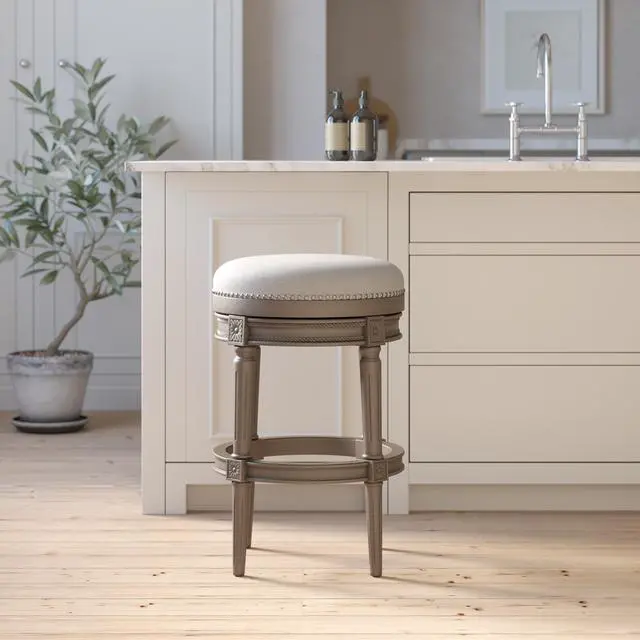 Alt view image 6 of 7 - 31"H Backless Swivel Bar Stool, Weathered Gray, 1PC