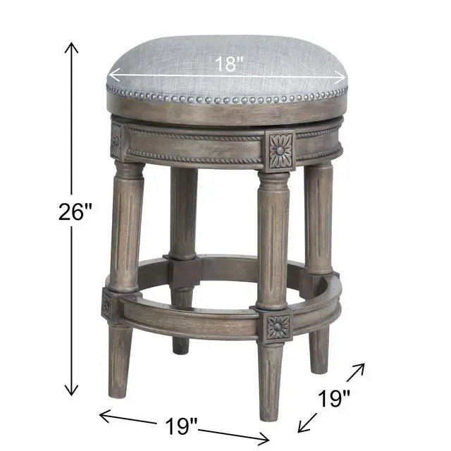Alt view image 3 of 6 - 26"H Counter-Height Backless Swivel Bar Stool, Weathered Gray, 1PC