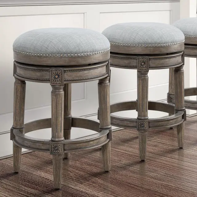 Alt view image 2 of 6 - 26"H Counter-Height Backless Swivel Bar Stool, Weathered Gray, 1PC