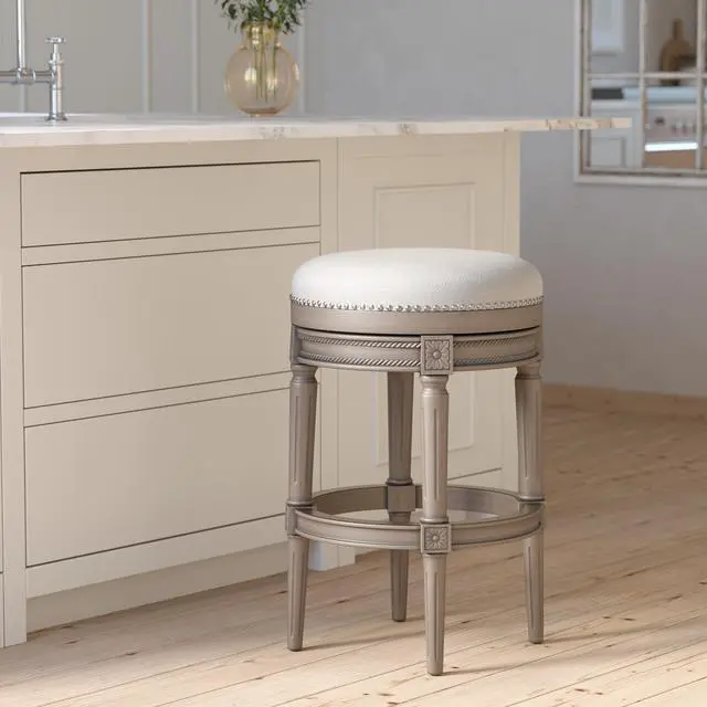 Alt view image 5 of 7 - 31"H Backless Swivel Bar Stool, Weathered Gray, 1PC