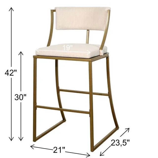 Alt view image 3 of 7 - 30" Bar-Height Metal Bar Stool with Back, Antique Brass, 1PC