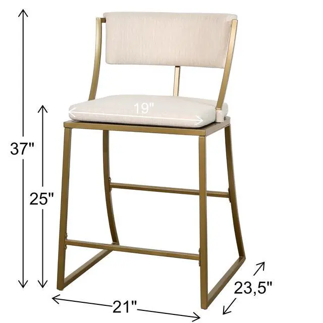 Alt view image 3 of 7 - 25" Counter-Height Metal Bar Stool with Back, Antique Brass, 1PC