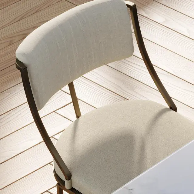 Alt view image 7 of 7 - 30" Bar-Height Metal Bar Stool with Back, Antique Brass, 1PC