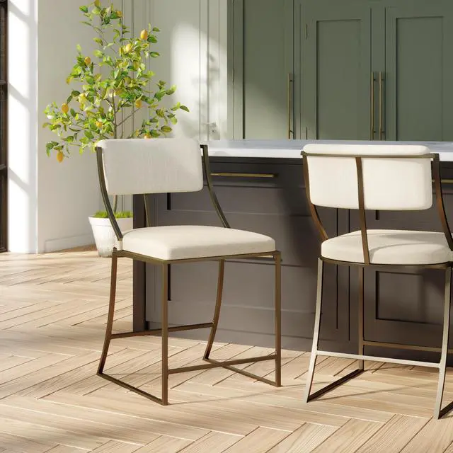 Alt view image 4 of 7 - 25" Counter-Height Metal Bar Stool with Back, Antique Brass, 1PC