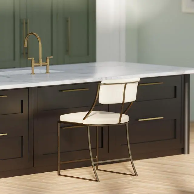 Alt view image 6 of 7 - 25" Counter-Height Metal Bar Stool with Back, Antique Brass, 1PC