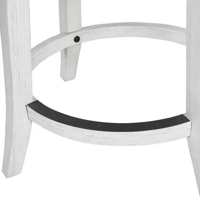 Alt view image 7 of 7 - 26" Wood Counter-Height Bar Stool with Natural Seagrass Seat, Reclaimed White, 1PC
