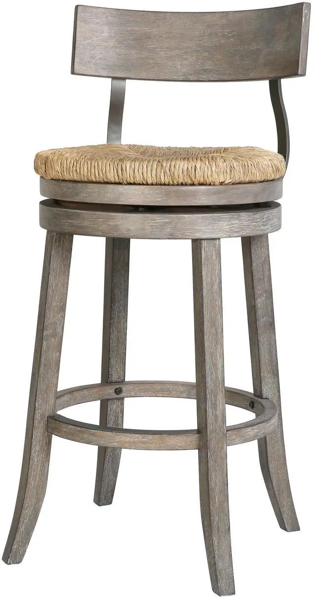 Main image of 31" Wood Bar-Height Bar Stool with Natural Seagrass Seat, Reclaimed Gray, 1PC