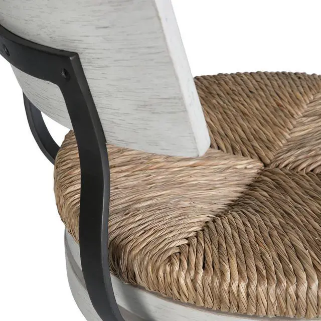 Alt view image 6 of 7 - 26" Wood Counter-Height Bar Stool with Natural Seagrass Seat, Reclaimed White, 1PC