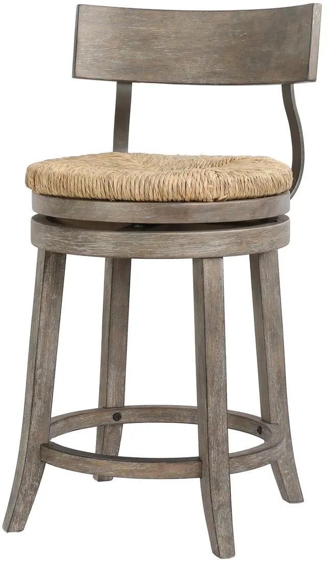 Main image of 26" Wood Counter-Height Bar Stool with Natural Seagrass Seat, Reclaimed Gray, 1PC