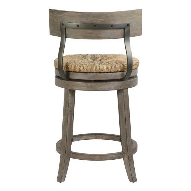 Alt view image 7 of 7 - 26" Wood Counter-Height Bar Stool with Natural Seagrass Seat, Reclaimed Gray, 1PC