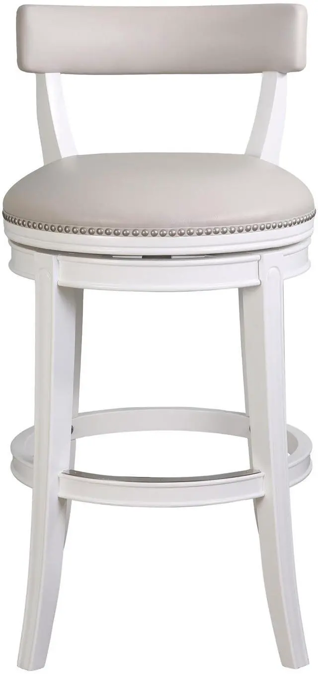 Main image of 31" Bar Stool, White Wood with Gray Faux Leather Seat and Back, 1PC