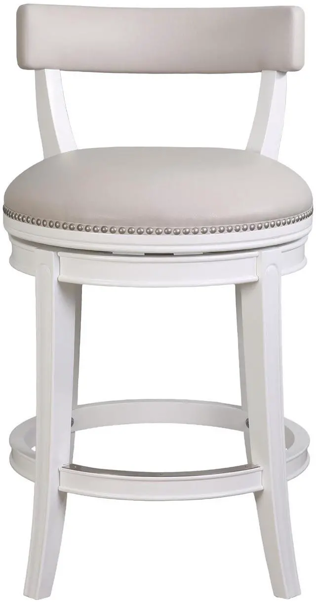 Main image of 26" Counter-Height Bar Stool, White Wood with Gray Faux Leather Seat and Back, 1PC