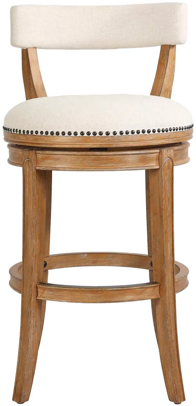 Main image of 31" Bar Stool, Pecan Finish with Linen Fabric Seat and Back, 1PC