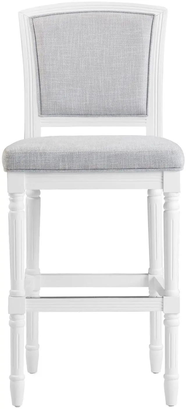 Main image of 31" White Bar-Height Bar Stool with Gray Upholstered Seat and Back, 1PC