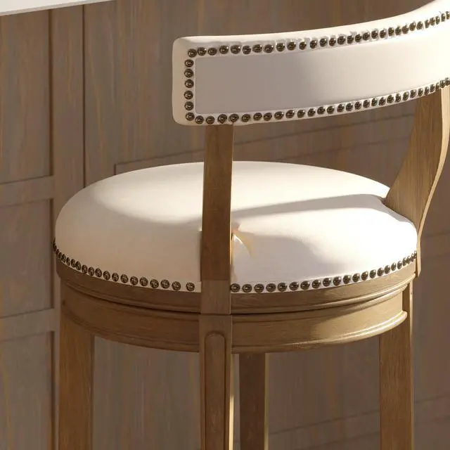 Alt view image 6 of 7 - 31" Bar Stool, Pecan Finish with Linen Fabric Seat and Back, 1PC