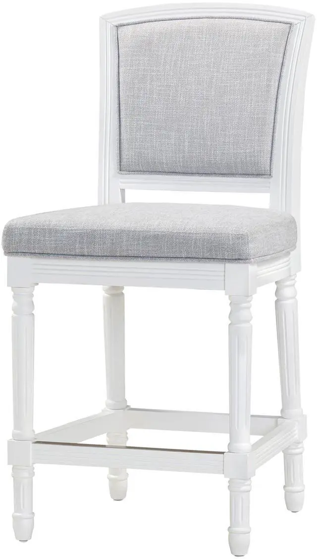 Main image of 26" White Counter-Height Bar Stool with Gray Upholstered Seat and Back, 1PC