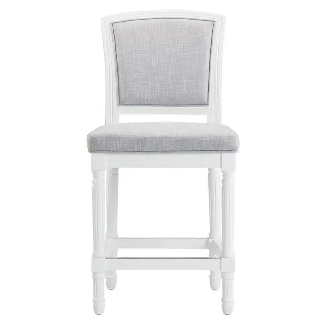 Alt view image 7 of 7 - 26" White Counter-Height Bar Stool with Gray Upholstered Seat and Back, 1PC