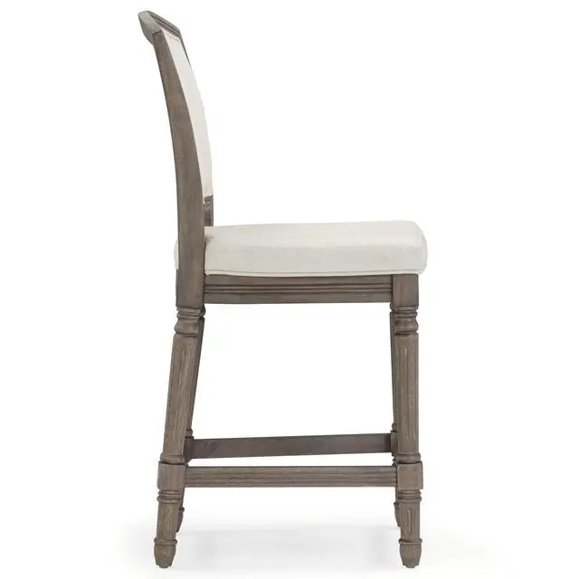 Alt view image 7 of 7 - 26" Weathered Gray Counter-Height Bar Stool with Gray Upholstered Seat and Back, 1PC