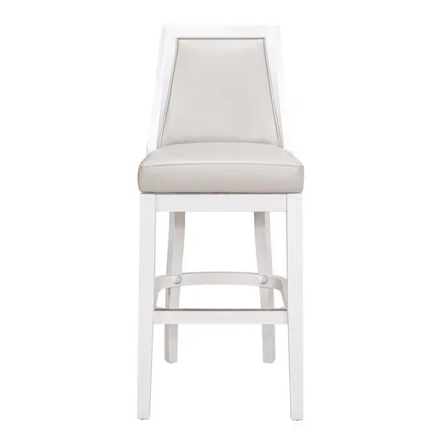 Main image of Swivel 31"H Bar Stool with Tall Back, White with Gray Faux-Leather Seat, 1PC