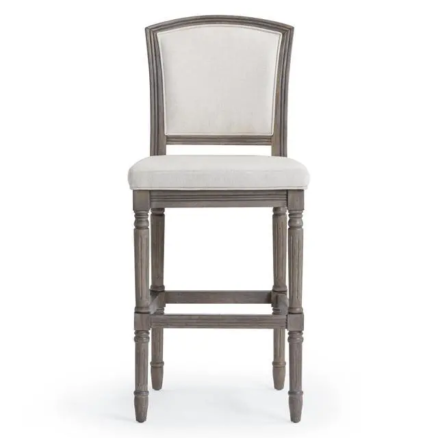Alt view image 7 of 7 - 31" Weathered Gray Bar-Height Bar Stool with Gray Upholstered Seat and Back, 1PC