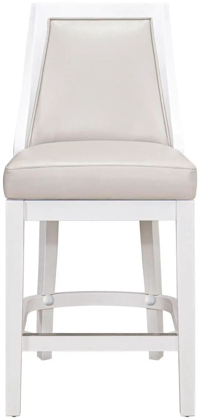 Main image of Swivel 26"H Counter-Height Bar Stool with Tall Back, White with Gray Faux-Leather Seat, 1PC