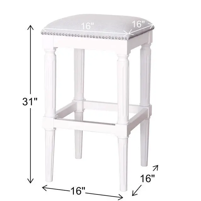 Alt view image 3 of 7 - 31"H Square Bar Stool, White, 1PC