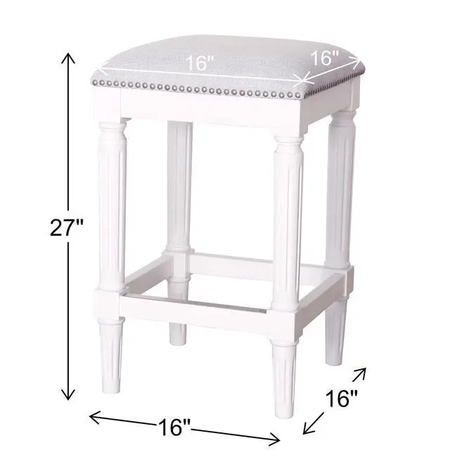 Alt view image 3 of 7 - 27"H Square Counter Stool, White, 1PC