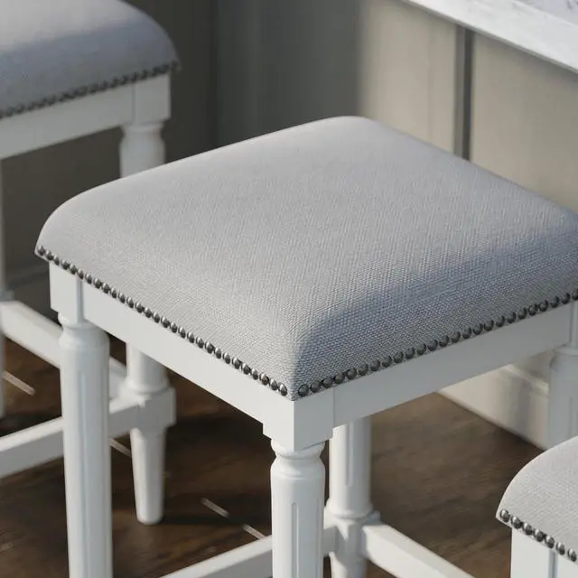 Alt view image 6 of 7 - 27"H Square Counter Stool, White, 1PC