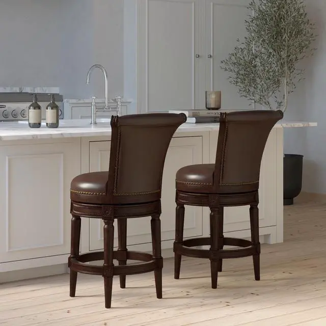 Alt view image 6 of 7 - 26in. Wood Counter-Height Swivel Barstool with High-Back, 1PC