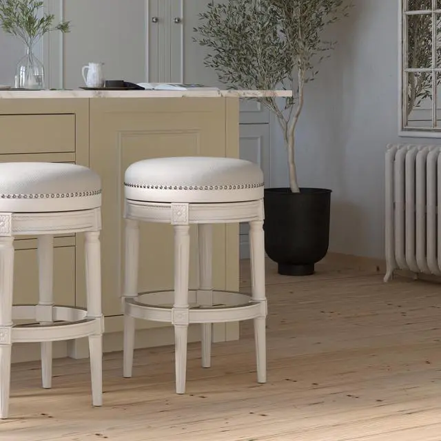 Alt view image 5 of 7 - 31in. Wood Backless Bar-Height Swivel Barstool, 1PC