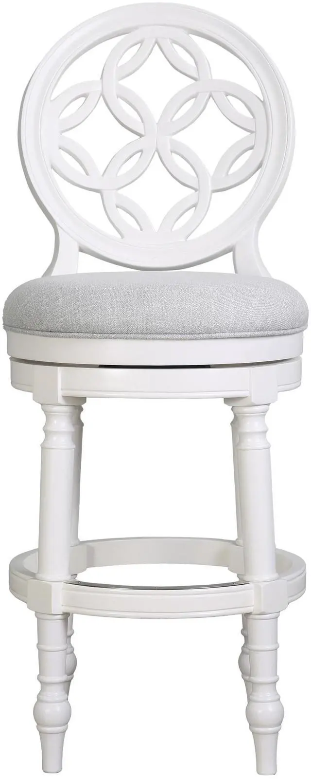 Main image of 31" Wood Bar Stool with Back and Swivel Upholstered Seat, Farmhouse White, 1PC