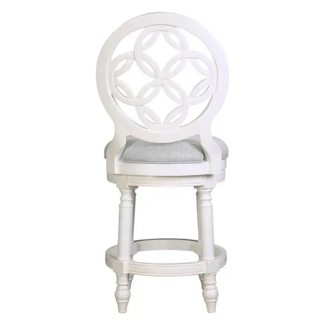 Alt view image 7 of 7 - 26" Wood Counter-Height Bar Stool with Back and Swivel Upholstered Seat, Farmhouse White, 1PC