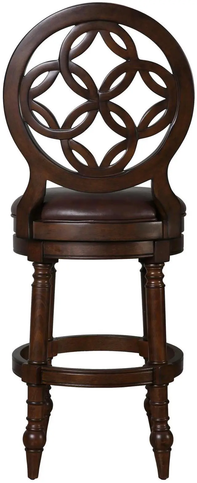 Alt view image 6 of 7 - 31" Wood Bar Stool with Back and Swivel Upholstered Seat, Distressed Walnut, 1PC