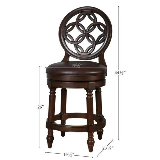 Alt view image 3 of 7 - 26" Wood Counter-Height Bar Stool with Back and Swivel Upholstered Seat, 1PC