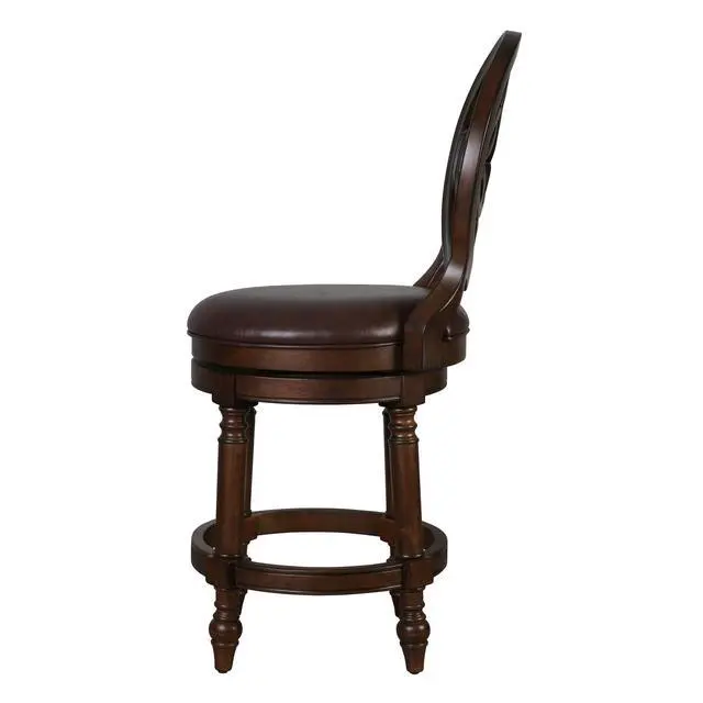 Alt view image 7 of 7 - 26" Wood Counter-Height Bar Stool with Back and Swivel Upholstered Seat, 1PC