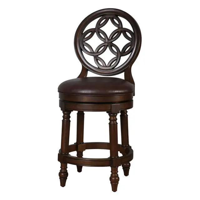 Alt view image 6 of 7 - 26" Wood Counter-Height Bar Stool with Back and Swivel Upholstered Seat, 1PC