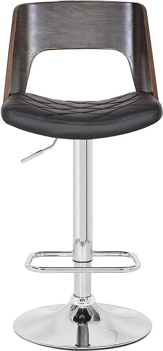 Main image of Bentwood Contemporary Modern Stylish Wood Back Adjustable Swivel Bar Stool with Diamond Quilted Finish Curved Seat and Back, Weathered Oak
