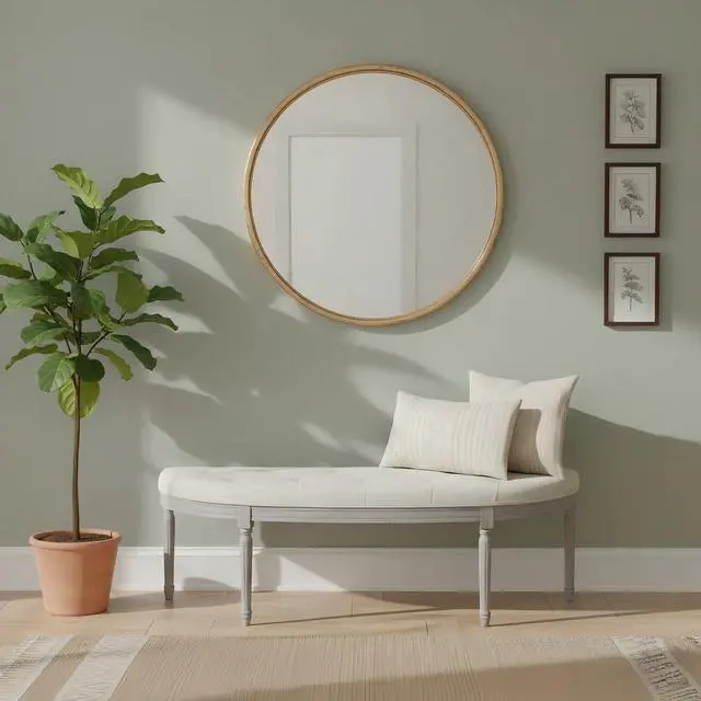 Alt view image 2 of 7 - Coastal Button Tufted Light Beige Upholstered Bench with Weathered Gray Legs